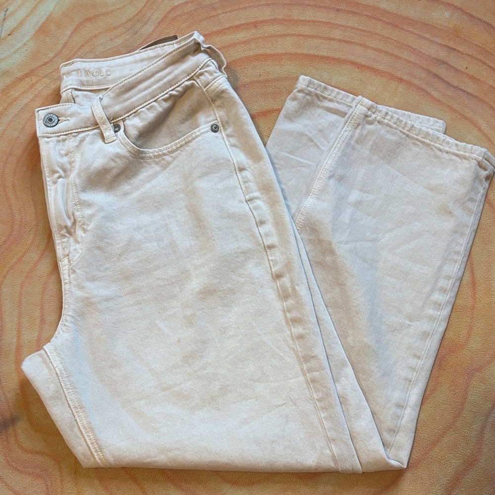 American Eagle Outfitters Cream Straight Leg Jeans